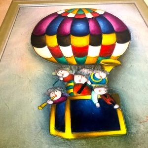 Framed oil,MusiciansHot Air Balloon, by J. Roybal